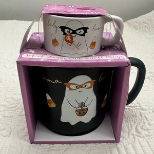 Mama Boo Baby Boo Halloween Mug Set Ghost Coffee Cups Large & Small Gift Set